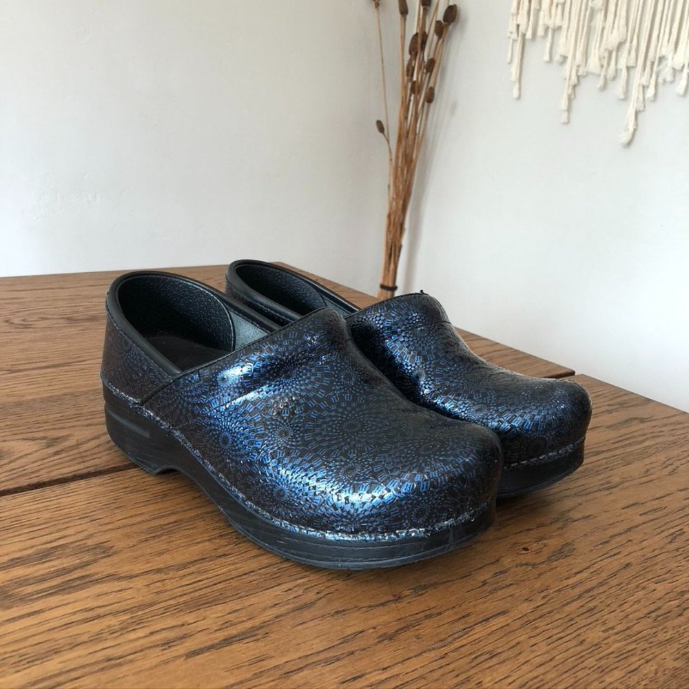 Dansko Shimmering Blue Clogs